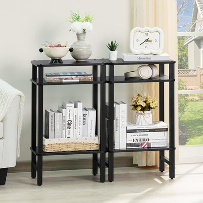 3-Tier YUFAM Side Table End Table Tall Night Stand for Living Room Bedroom Bathroom Office Furniture Black