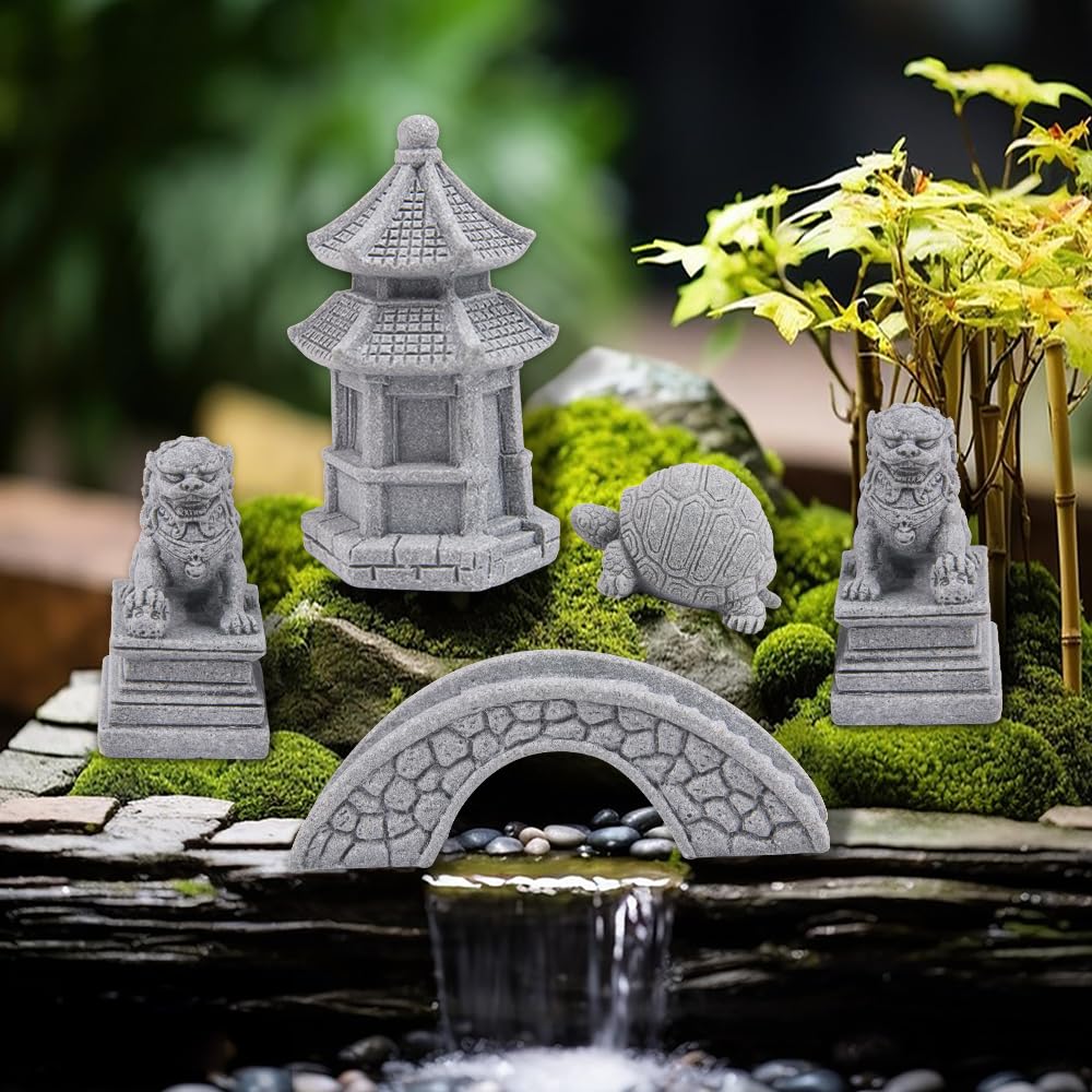 ZORZA 1Set Mini Chinese-Style Sandstone Figurines Enchanting Garden Bridge for Fairy Gardens Mini Zen Garden Decor Miniature Garden Accessories for Bonsai Terrariums Fish Tanks Decorations