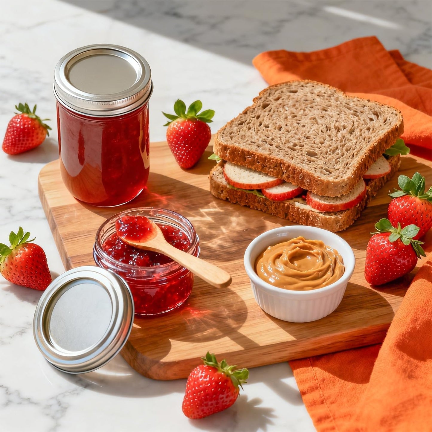 8 oz 24Pcs Set, ComSaf Small Mason Jars Bulk Half Pint Regular Mouth Mason Jar with Lids and Seal Bands, Glass Canning