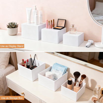 6 Pcs Buffet Risers, Acrylic Food Risers for Buffet Table, 6 Sizes (5x6x6.8x7x7.5x8 Inch) Display Stand Shelf for Party Catering Dessert Collectibles - Stackable Cube Boxes Display with Hollow Bottoms
