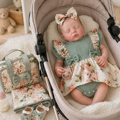 Reborn Baby Doll Clothes Accessories 22 Inch Girl Outfits 2 Pcs Set for 22-24 Inch Reborn Doll&Toddler Girl Doll