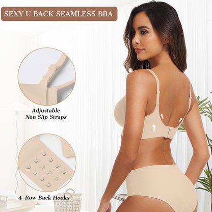OEAK Womens Wireless Bras Comfortable Push Up Bra No Underwire Bra Full Support Lift Bralette Everyday Seamless Tshirt Bras Small Beige