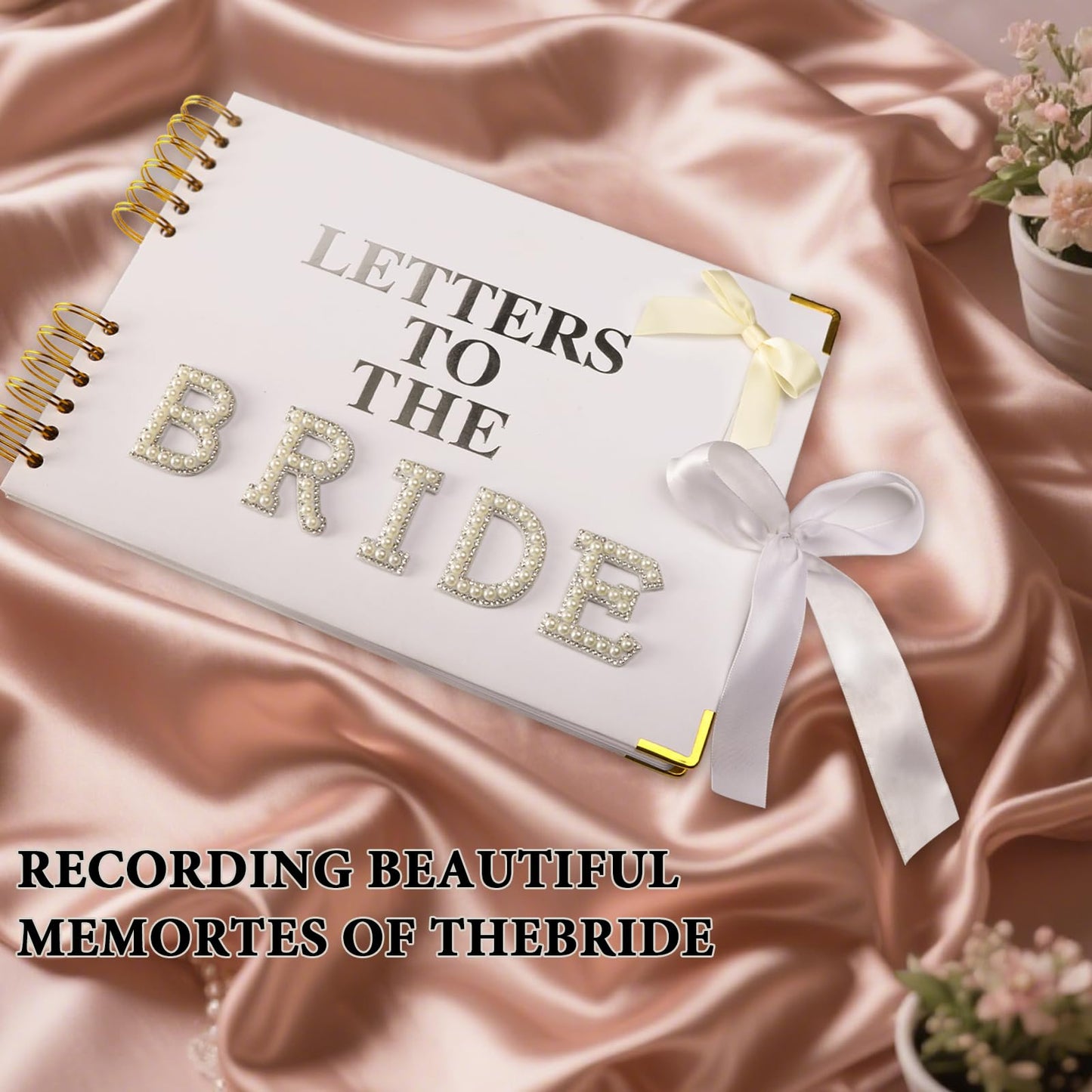 Letters to The Bride Scrapbook - 12.2 Inch Large Wedding Guest Book with PU Leather Cover - DIY Memory Book Kit for Bridal Shower Gift and Anniversary - Personalized Vow Journal with Stickers