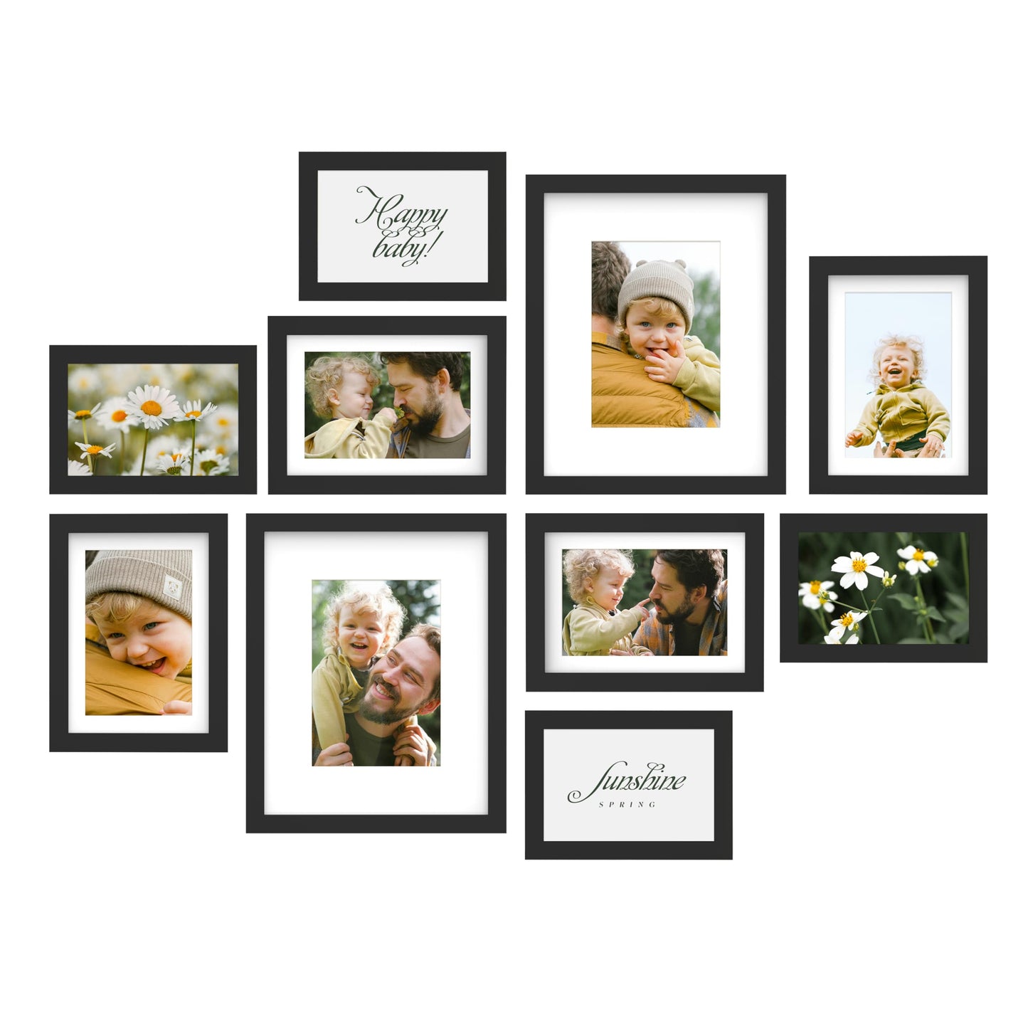 An&He 10 Pack Picture Frames Collage Wall Decor, Gallery Wall Frame Set for Wall or Tabletop Display, Multi Sizes with Two 8x10, Four 5x7, and Four 4x6 Photo Frames, Black