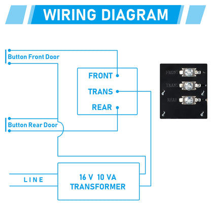 Wired Doorbell Chime, 16V 10VA Front and Rear Door Chime for Home Wall Inside, Compatible with Doorbell Botton and Transformer, Two Loud Sounds