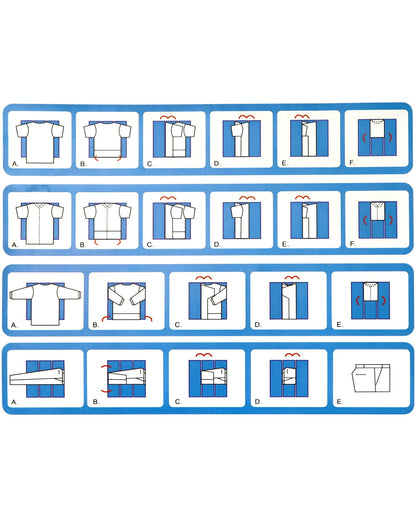 QWORK PP Composite Folding Board, 2 Pack Folding Clothes Board - Black + Blue, One-Hand Operation Laundry Folding Tool, Non-Slip Silicone Buckles, T Shirt Folder, Laundry Folders for All Garments