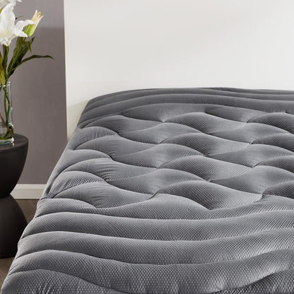 SLEEP ZONE Full Size Cooling Mattress Topper, Premium Zoned Cool Mattress Pad Cover (Grey, Full)