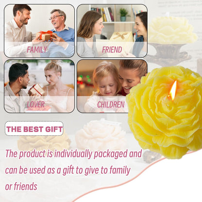 Peony Flower Shape Candles 1 Pack Soy Wax Decorative Candle for Bedroom Home Scented Candle Gift to Friends Family (Yellow)
