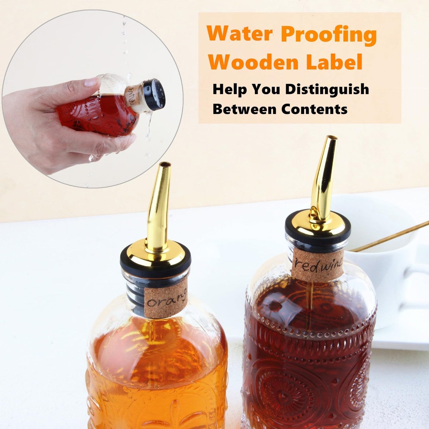 Shining Craft Coffee Syrup Dispenser Bottles Set 2 Pack 7 OZ Simple Small Syrup Bottles Set with Metal Pour Spout Ideal for Coffee Syrups, Condiments, Coffee bar, SC056 (2 pack)