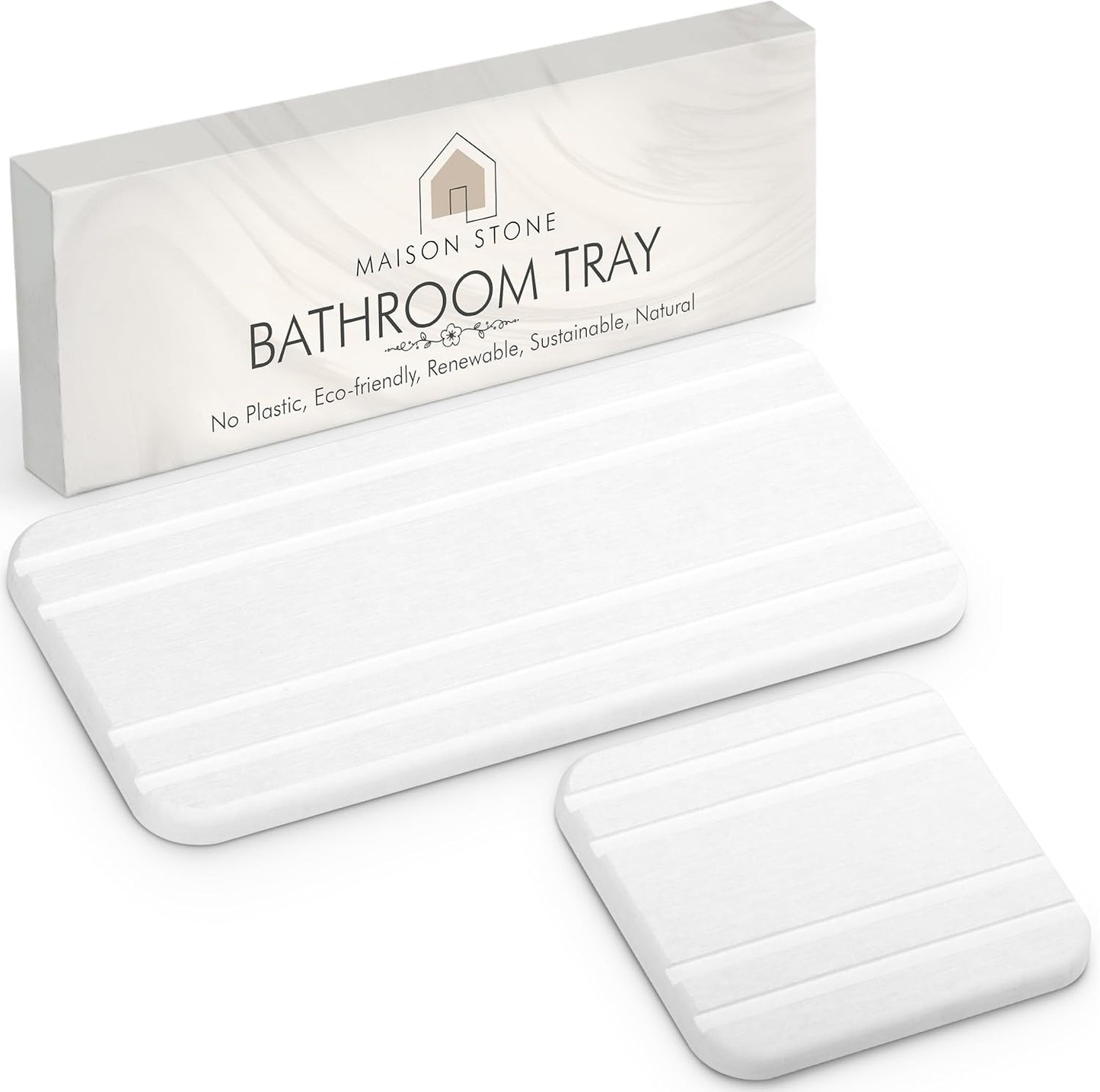 Multipurpose Bathroom Tray with Bonus Vanity Tray, Absorbent Countertop Tray for Perfume, Soap, and Kitchen Use
