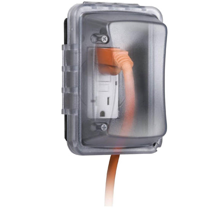 TayMac MM410C Single Horizontal/Vertical Mount 1-Gang Weatherproof In-Use Electrical Outlet Cover for Home Improvement, 2.75 in, Clear