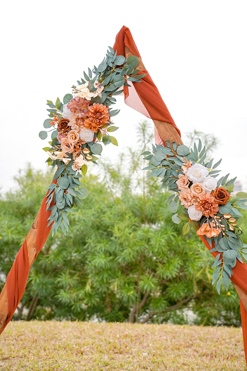 ponatia Wedding Arch Flowers (Pack of 2), Artificial Burnt Orange Flowers for Wedding Welcome Signs Decorations and Arch Flower for Weddings Ceremony Reception (Burnt Orange)