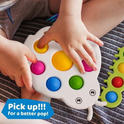 LiKee Fidget Popper Sensory Baby Toys for 10+ Months, Montessori Busy Toy for 1 2 3 Years Old Toddlers Push and Popping Bubbles Fine Motor Skill, Travel Toys for Kids Ages 1-3 Stress Relief (2 Pieces)