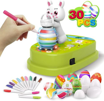 Engfa Easter Egg Decorating Kit - 30 Pcs Eggs & 12 Dying Markers | Fun Craft Activities for Kids (Green)