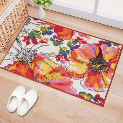 Rugshop Modern Bright Flowers Non-Slip Area Rug, 20" X 30" Multi