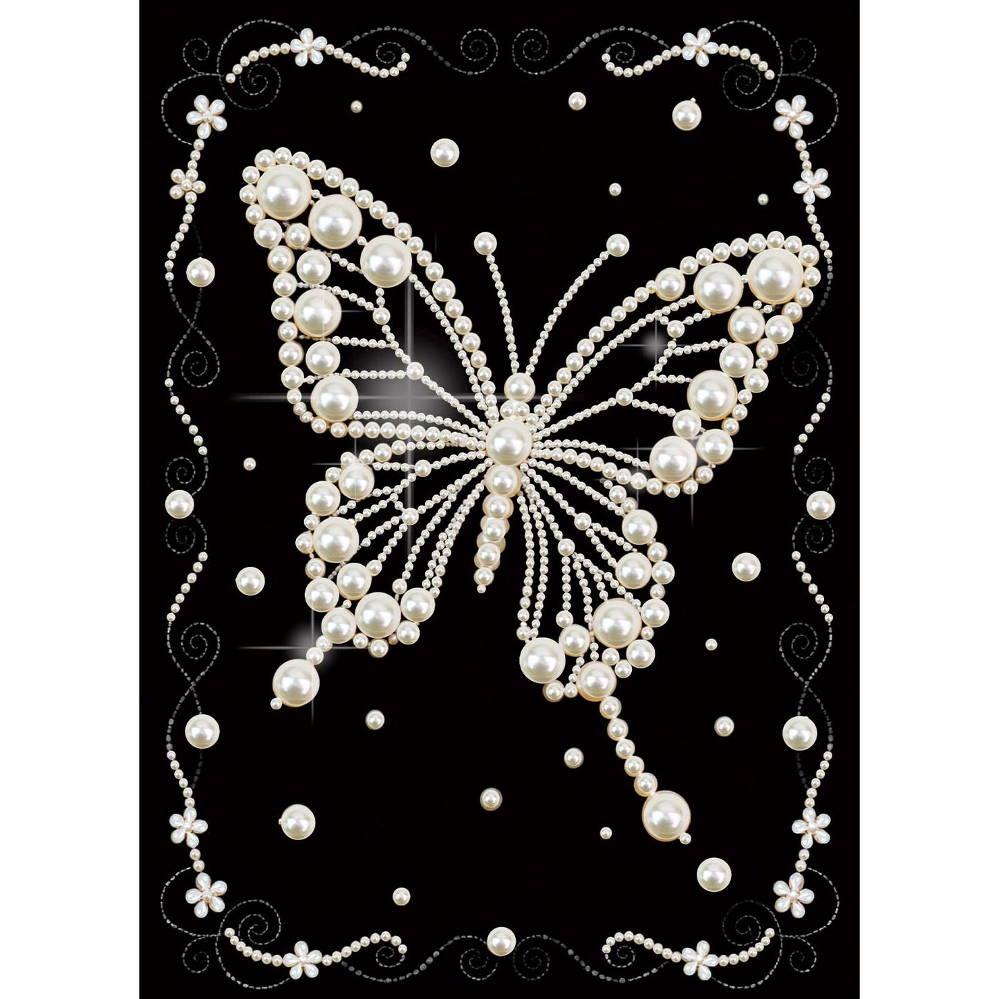 MVVMTOP Pearl Diamond Painting Kits for Adults Beginners, 5D DIY Butterfly Diamond Art with Half Round Pearl Drills and Crystal Rhinestones, Sparkling Diamond Dots Craft for Home Wall Decor