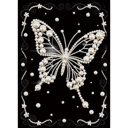 MVVMTOP Pearl Diamond Painting Kits for Adults Beginners, 5D DIY Butterfly Diamond Art with Half Round Pearl Drills and Crystal Rhinestones, Sparkling Diamond Dots Craft for Home Wall Decor