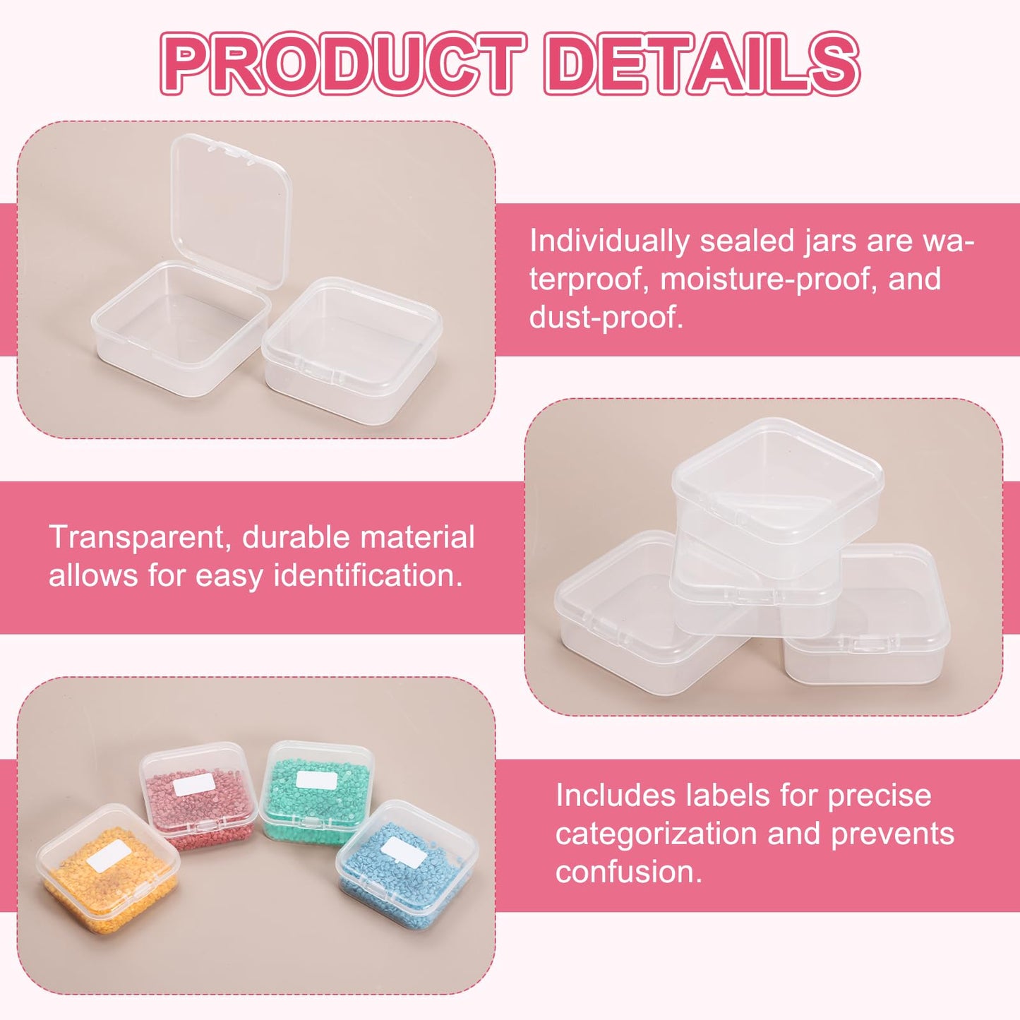 MECCANIXITY 20 Slots Diamond Art Storage Containers, Clear Plastic Diamond Art Painting Beads Organizer Case Accessories with Labels for Jewelry Nail Crafts Rhinestones 8.8x4.4x2.2inch