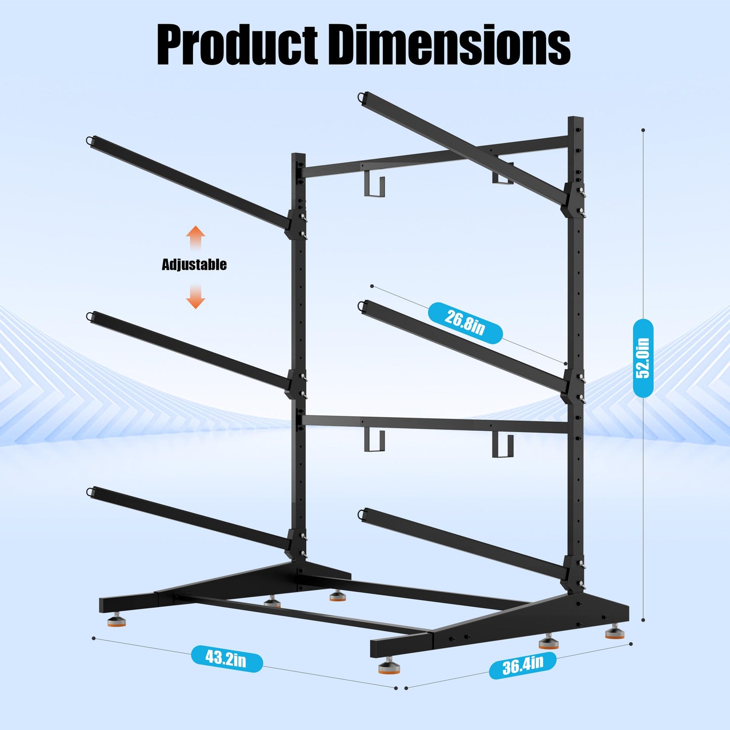 AlloyLake 3-Tier Freestanding Kayak Storage Rack, Heavy Duty Outdoor Canoe Stand for Garage & Dock, 330 lbs Capacity, Rust-Proof 304 Stainless Steel Hardware (Black)