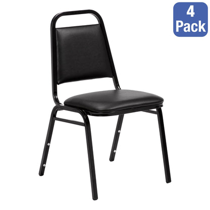 Norwood Commercial Furniture NCFSC1BLBLV 150 Series Stack Chair, Black Vinyl (Pack of 4)