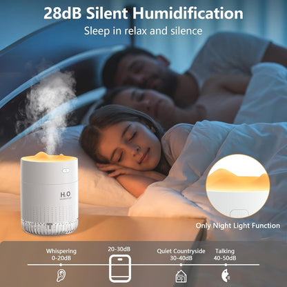 Portable Mini Humidifier for Plants, 500ml Cool Mist USB Rechargeable Humidifier with Night Light and Auto Shut-Off