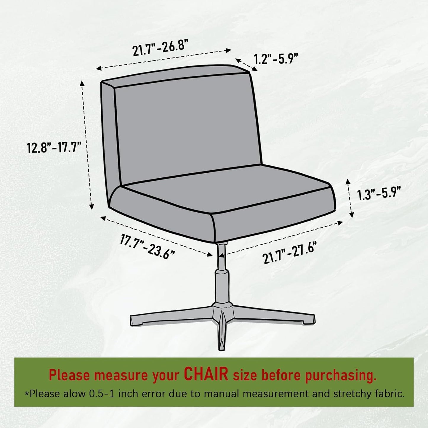 Armless 02 FUANGUI Criss Cross Chair Cover, Stretch Mid Back Wide Accent Chair Slipcover, Exquisite Vanity Chair Cover
