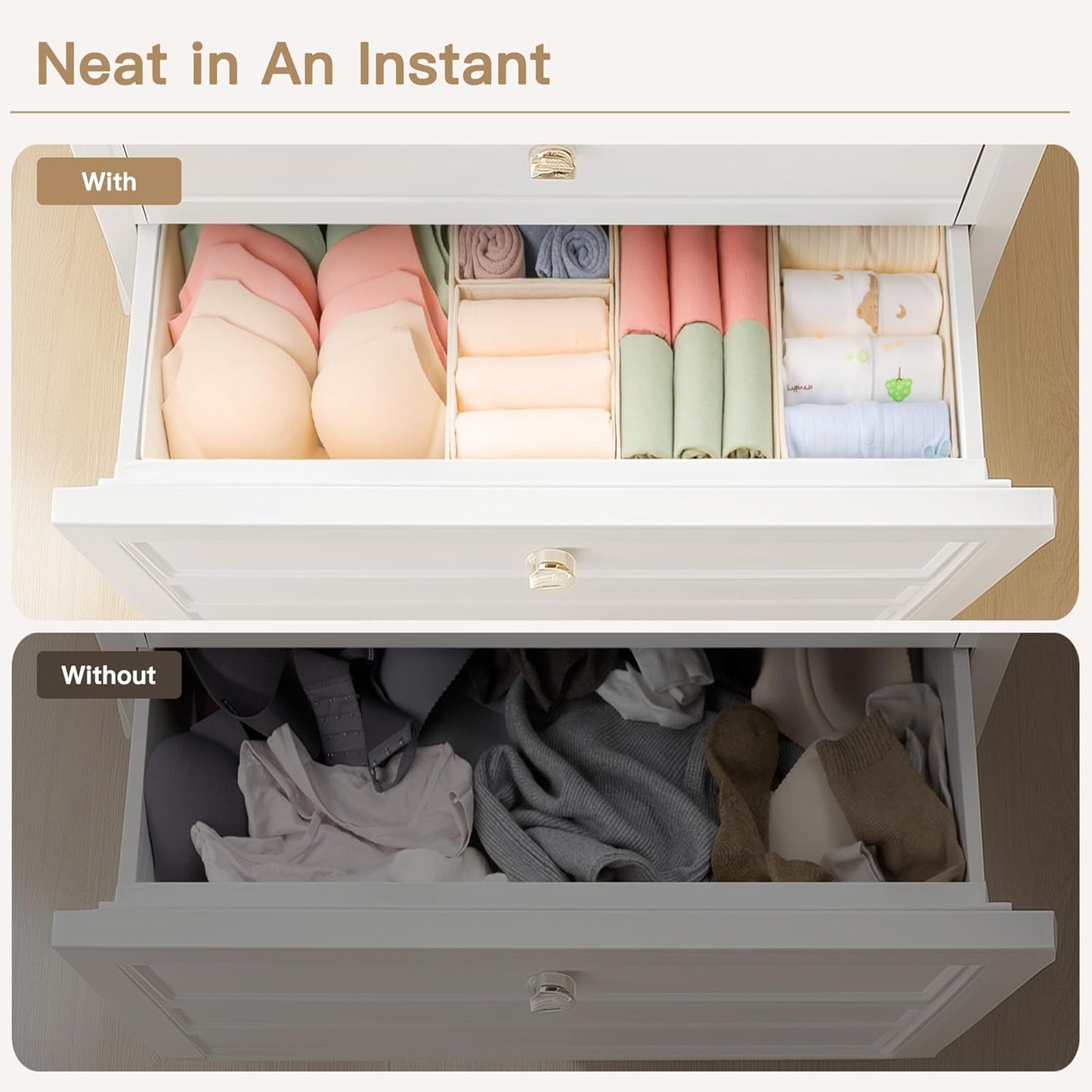 14 Pack Closet Criusia Drawer Organizer Clothes, Dresser Organizer for Baby Clothes, Underwear, Sock- Foldable