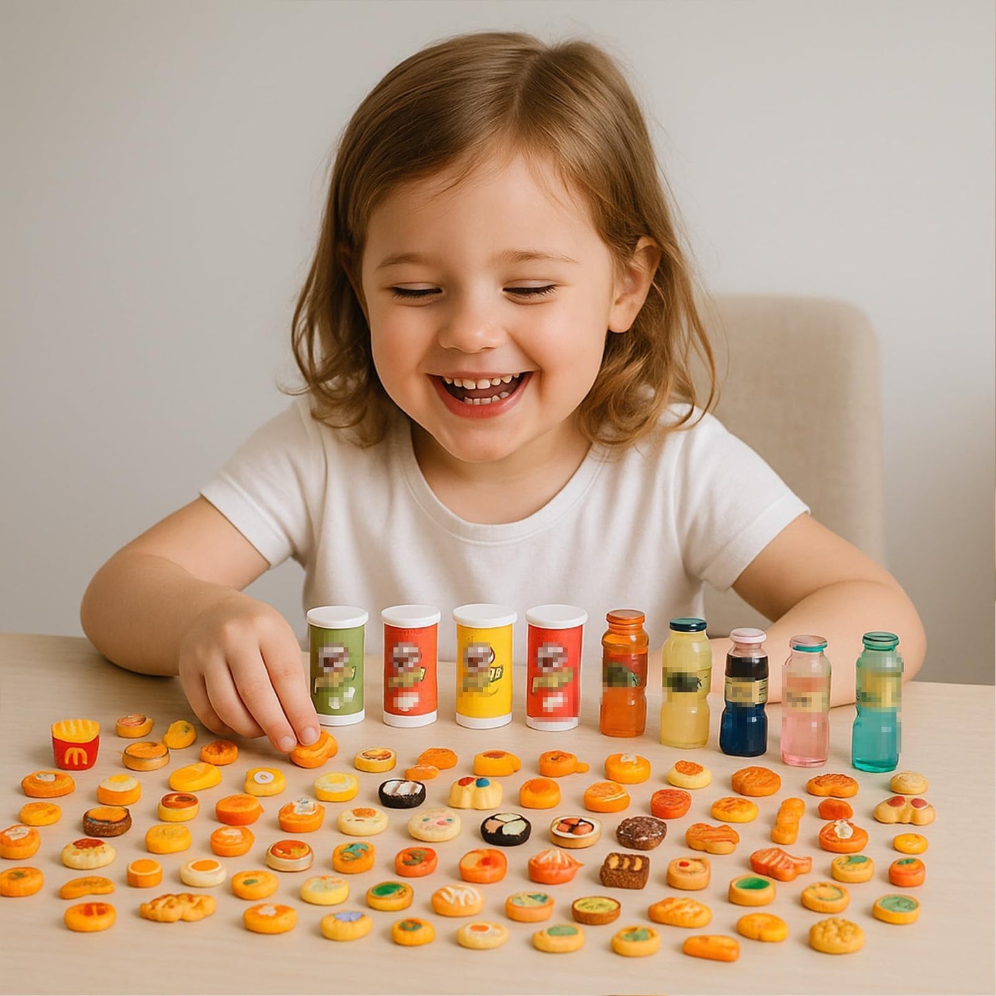 100 Pcs Miniature Food Set & Drink Bottles Realistic Resin Dollhouse Accessories 1:12 Scale Mini Food Kit for Kids Play, Collectors, Miniature Scene Kitchen Game Party Cake Bread Dessert