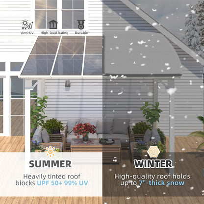 AECOJOY 10' x 10' Pergola Gazebo in White, Small Wall Mounted Pergolas and Gazebos on Clearance, Outdoor Patio Lean to Gazebo Metal Awnings for Deck, Porch, Backyard and More