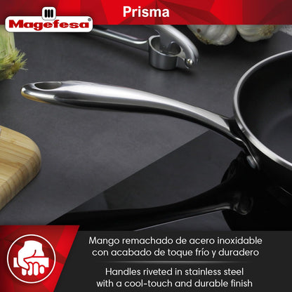 Magefesa Prisma Frying Pan Set, 7.9", 9.4" & 11", 18/10 Stainless Steel, Triple-Layer Nonstick, Works on All Stovetops Including Induction, Oven Safe to 392°F, Dishwasher Safe, Durable Skillets