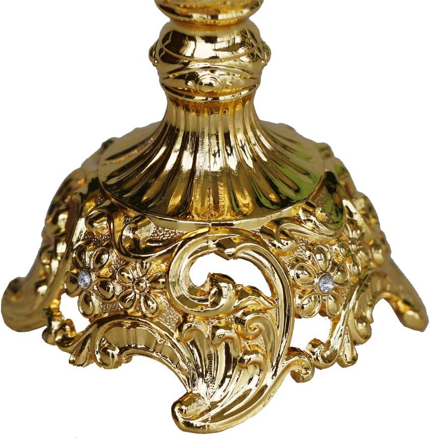 Taper Candle Holders with Deluxe Engraved Design, Set of 2 Premium Gold Candlestick Holders
