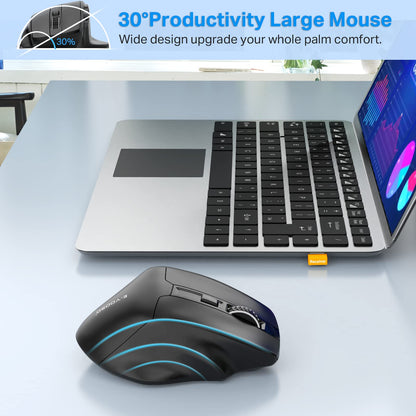 E-YOOSO Large Wireless Mouse for Big Hands, X-31 Cordless Ergo Computer Mouse, 6 Buttons, 5-Level 4800 DPI, 18 Months Battery Life, for Laptop, PC, Chromebook (Black)