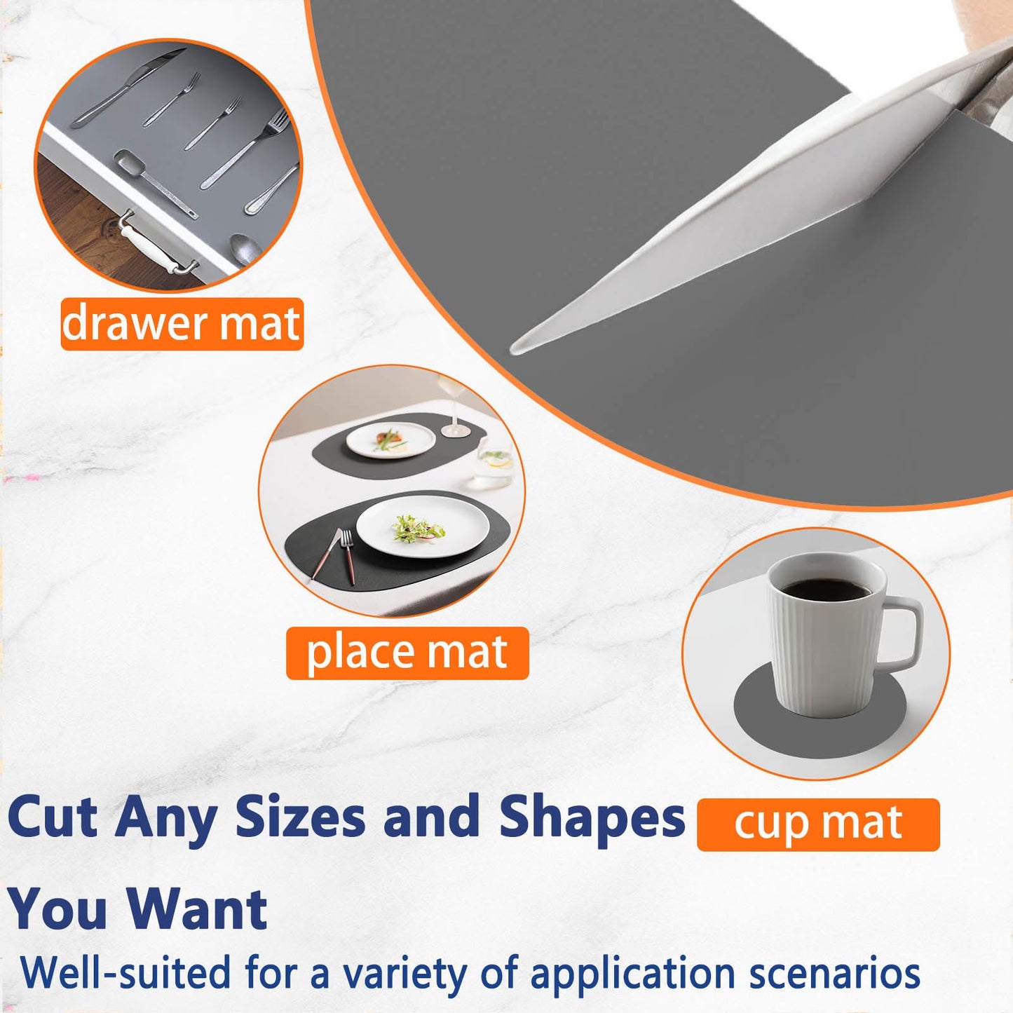 2Pack Large Silicone Mats for Kitchen Counter, 48''x24''(120cmx60cm) Heat Resistant Mat for Kitchen Island, Waterproof Multipurpose Countertop Protector, Dark Gray