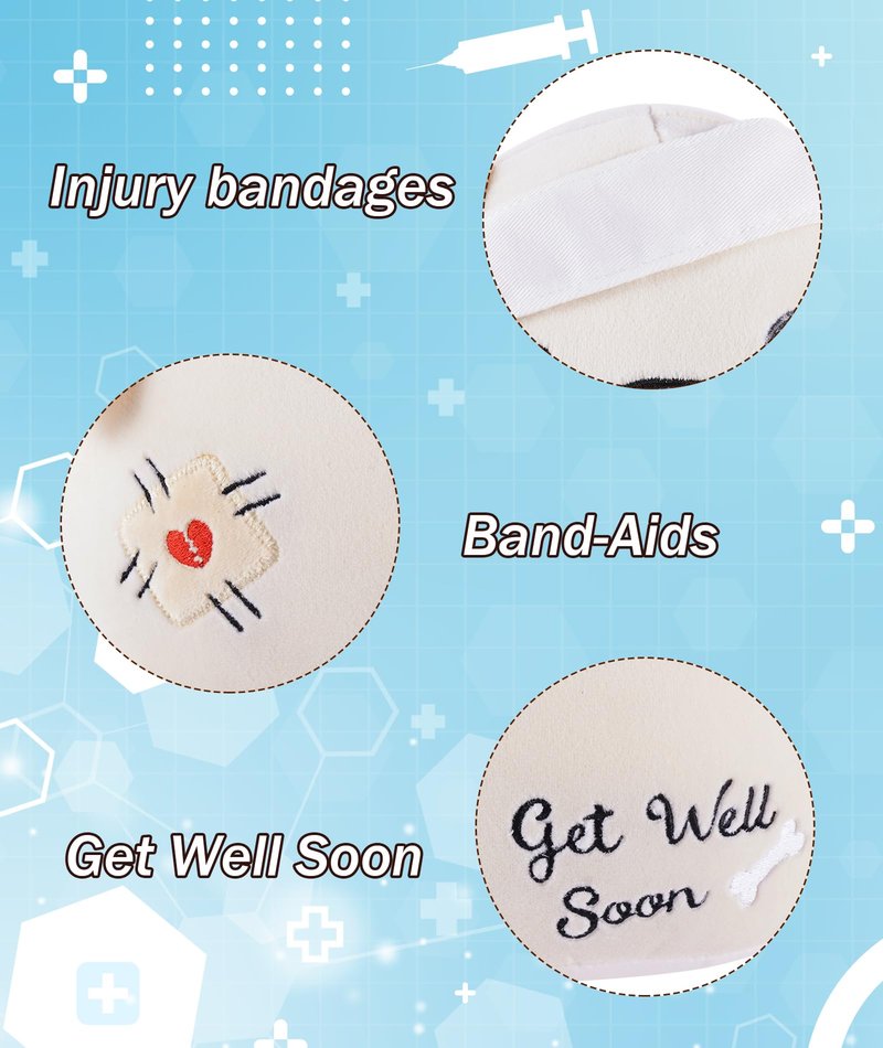LeYoHa Get Well Soon Dog Plush - Dog Stuffed Animals Apricot Plushie Toys with Injury Bandage, Kids' Pillow Cushion, Gifts for Patient Girls Boys，9 Inch