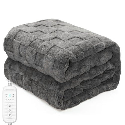 Electric Heated Blanket Throw - 50"x60" Heating Blanket Throw House Warming Gifts New Home, Ultra Soft Warm Flannel Sherpa Fast Heat,8 Heat Level 10 Hours Auto-Off ETL Certified