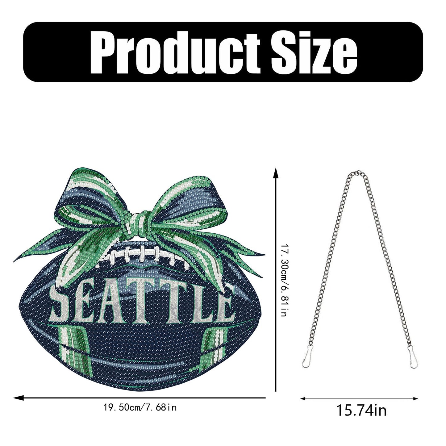 Rertcioph Football Diamond Art Hanging Kit for Adults, DIY Acrylic 5D Diamond Painting Hanging Ornament for Seattle Home Wall Decor and Gift
