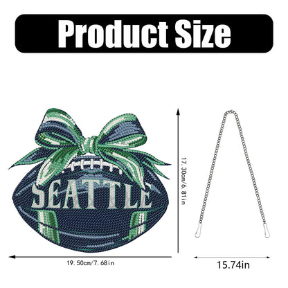 Rertcioph Football Diamond Art Hanging Kit for Adults, DIY Acrylic 5D Diamond Painting Hanging Ornament for Seattle Home Wall Decor and Gift