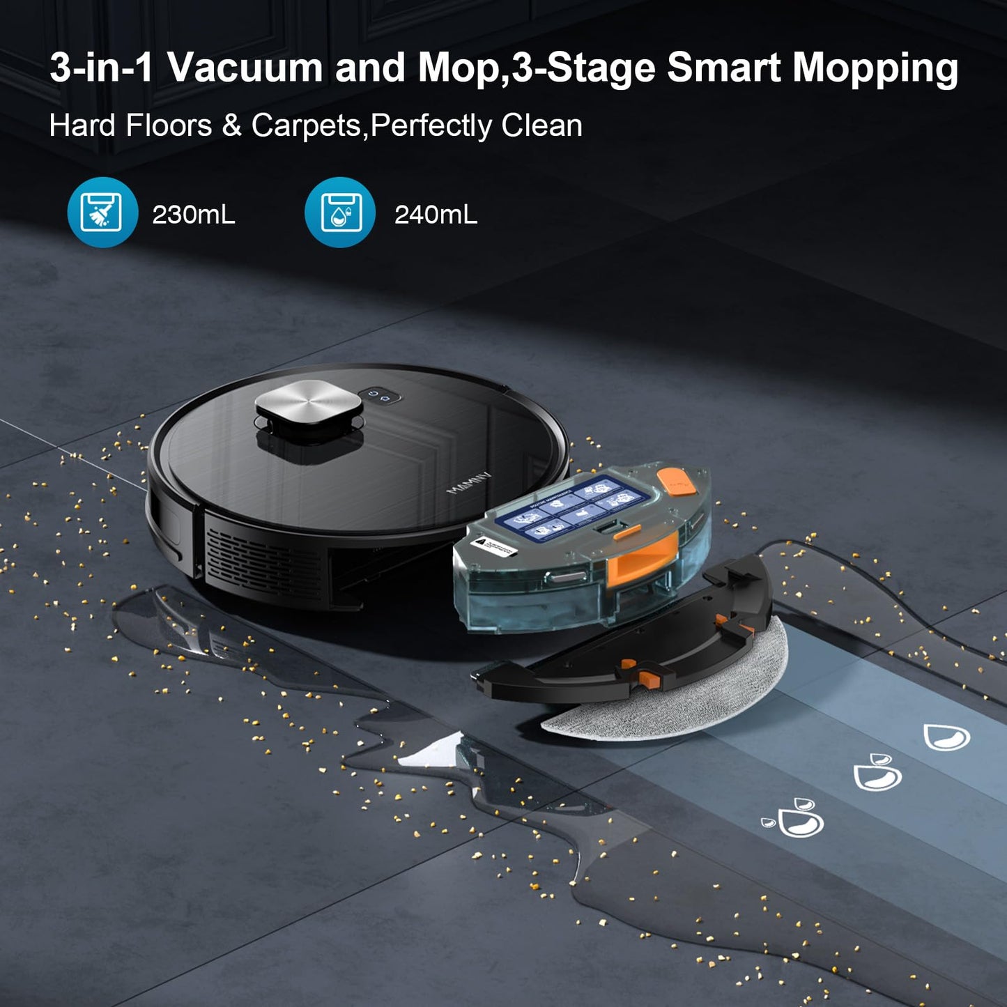 Robot Vacuum and Mop Combo, 2 in 1 Robotic Vacuum Cleaner with Schedule, App/Alexa/Voice Control, Slim 2.87", Self-Charging, 2300 Pa Suction & Long Runtime, Ideal for Hard Floor, Pet Hair, Carpet