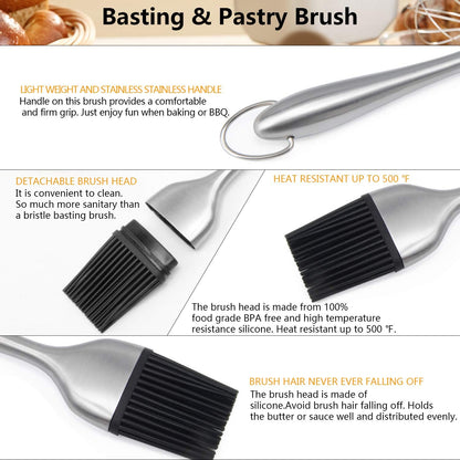 Dough Blender Set - Stainless Steel Pastry Cutter with Scraper and Brush, Professional Baking Tools