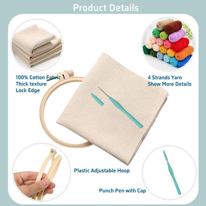 DIY Punch Needle Kits Hedgehog Flowers Easy for Beginners Embroidery Starter Set with Hoop Stress Relief Craft Hobby and Home Decor 20x20cm