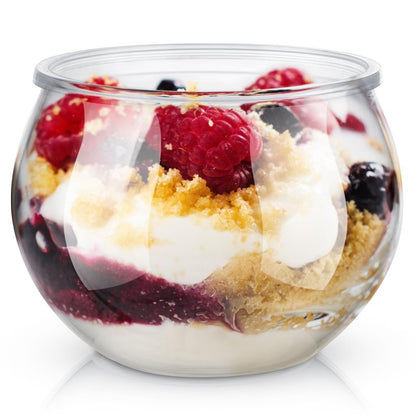 Newtay 150 Pcs 3 oz Sphere Plastic Dessert Cups for Party Small Clear Parfait Appetizer Cups Mini Round Dessert Bowl Disposable Ice Cream Salad Fish Bowl for Serving Wedding Event Birthday Party Cake