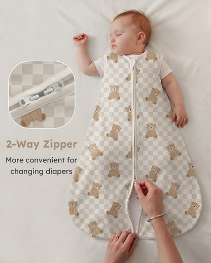 Yoofoss Baby Sleep Sack | 100% Organic Cotton Wearable Blanket for 18-24 Months | 2-Way Zipper, 3 Pack