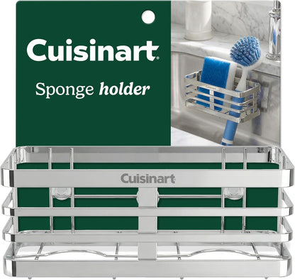 Cuisinart Sponge Holder for Kitchen SinkMetal Sink Caddy with Triple Suction Cups, Kitchen Sink Organizer, Organization