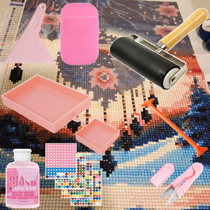 XEUZK All-Inclusive Diamond Art Accessories Kit with A4 Diamond Painting Light Pad Kit, Light Board for Painting Accessories, Bead Organizers & 5D Painting Tools Set for Full Drill & Partial Drill Art