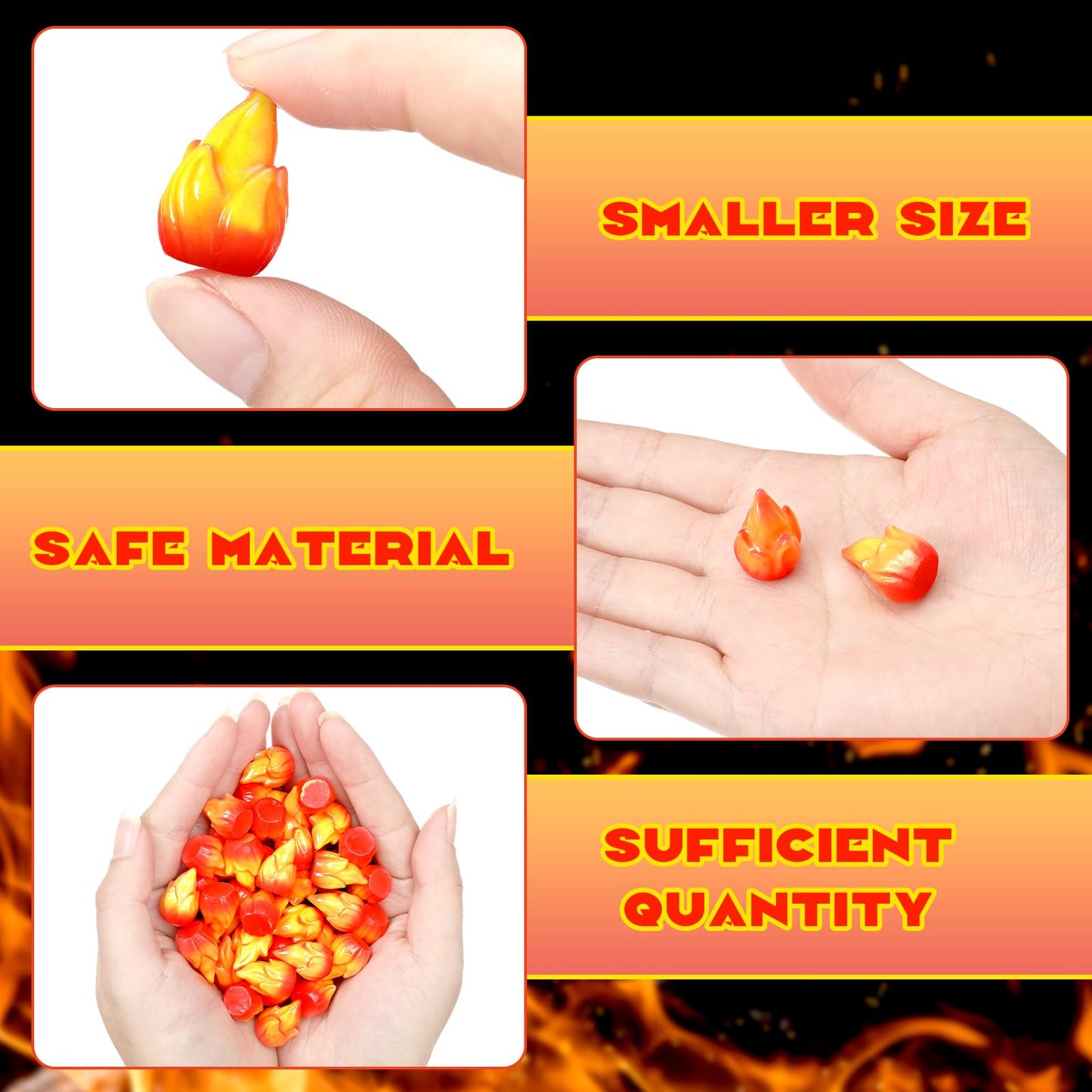 Thyle 100 Pcs Mini Resin Fire Miniature Flame Figurines Christmas Tiny Fake Fire Campfire Model Gift Micro Town Accessories for Xmas Small Village Accessories DIY Scene Garden Home Landscape Decor