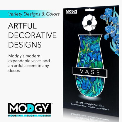 MODGY Expandable Flower Vase, Plastic Decorative Modern Vases for Centerpieces, Dining Table Decor, Van Gogh Irises