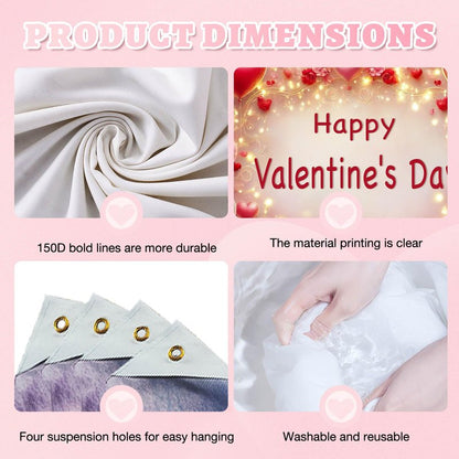 BlissYard Valentine’s Day Banner 71x43 Inches Happy Valentine Backdrop Love Heart Balloon Background Romantic Party Decoration for Valentine Celebration Anniversary Proposal Photo Booth Decor