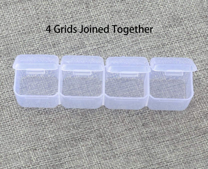 6 Pcs 28 Grids Clear 5D Diamond Painting Embroidery Box, Accessories Storage Containers Adjustable Bead Case with 196 Pcs Label Stickers (28 Grids 6 Pack)