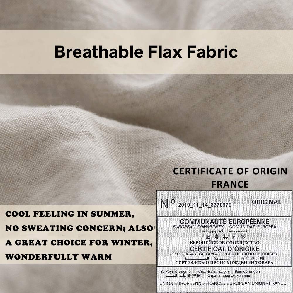 Simple&Opulence 100% French Linen Pillowcase, Queen Size Set of 2, Washed Solid Color Embroidered, Soft Durable
