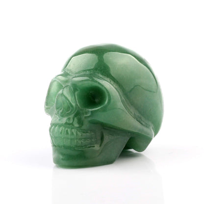 50mm Green Aventurine Carved Skull Crystal Reiki Healing Statue Collectible Figurine Charka Stone